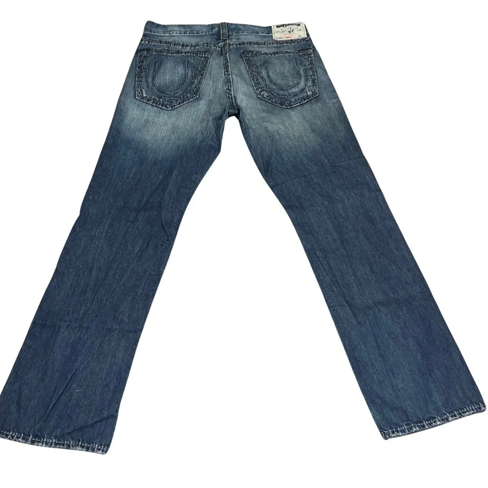 Vintage Y2K True Religion Jeans Men’s Straight Embroidered Logo Blue 36 X 32